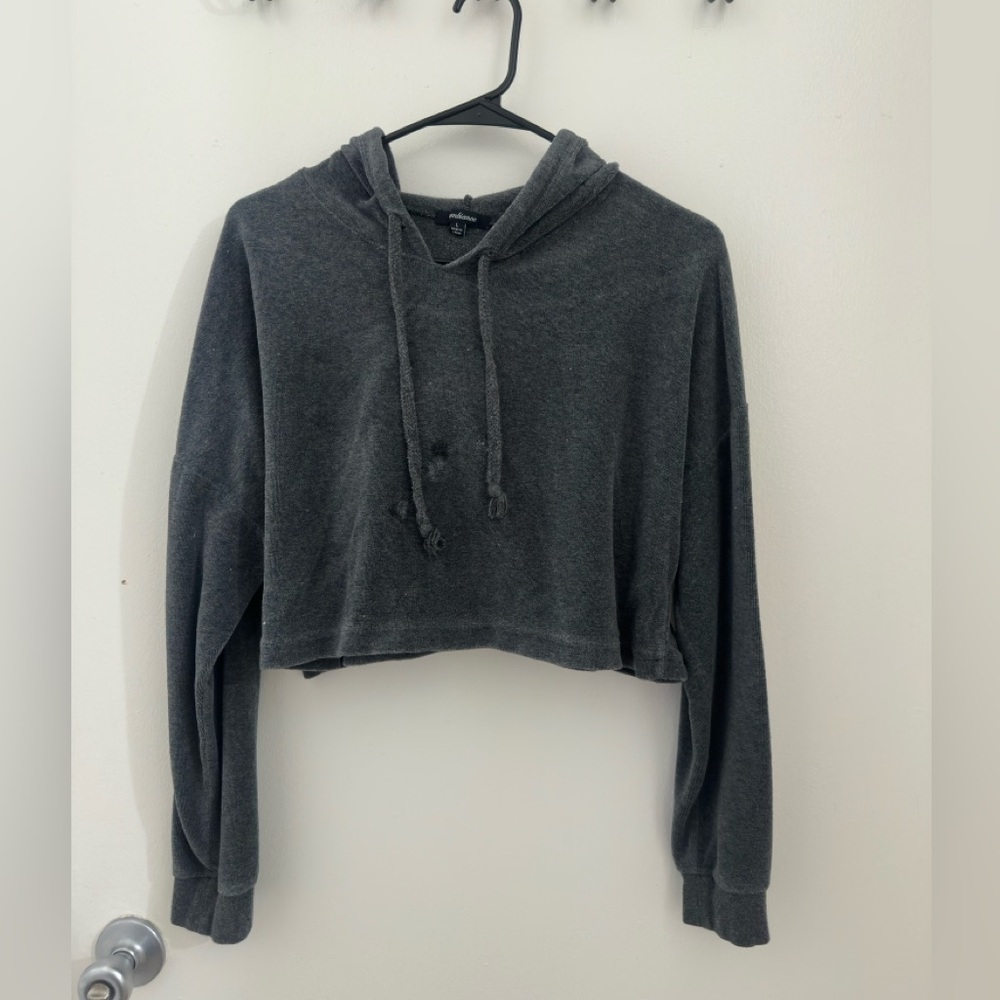 Charcoal Gray Women's Cropped Hoodie